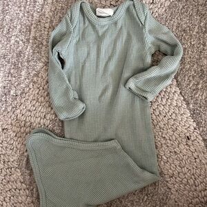 Soft Knit Kids Pajama Set in Sage Green